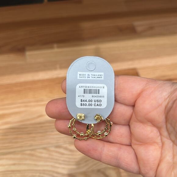 Anthropologie Pearl gold tone earrings - Picture 4 of 4